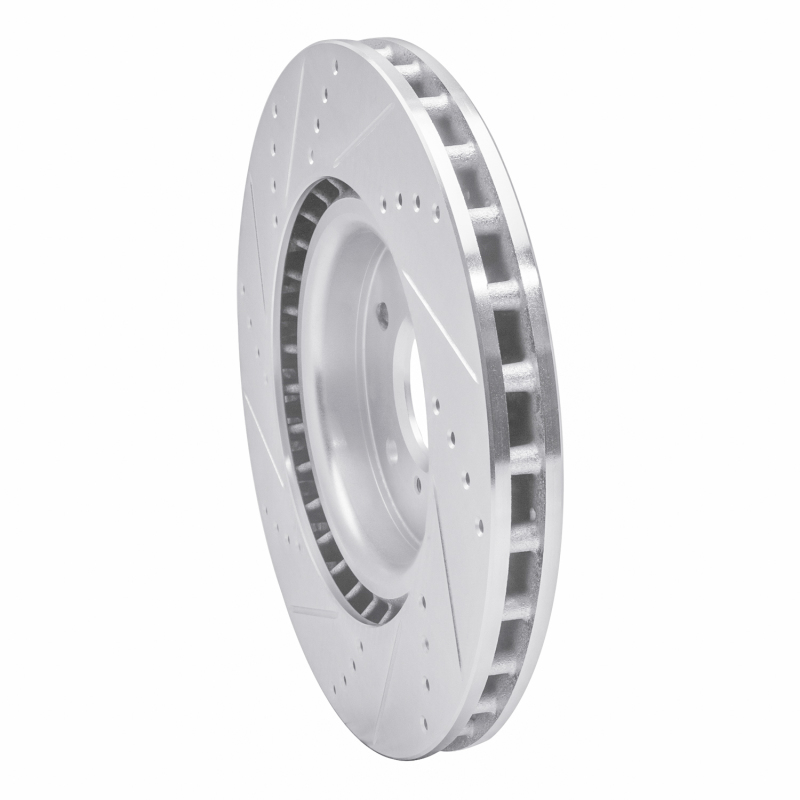 Infiniti G35 Brake Rotor (1) - Front Right - R1 Concepts - Drilled & Slotted - Silver - `03-`08